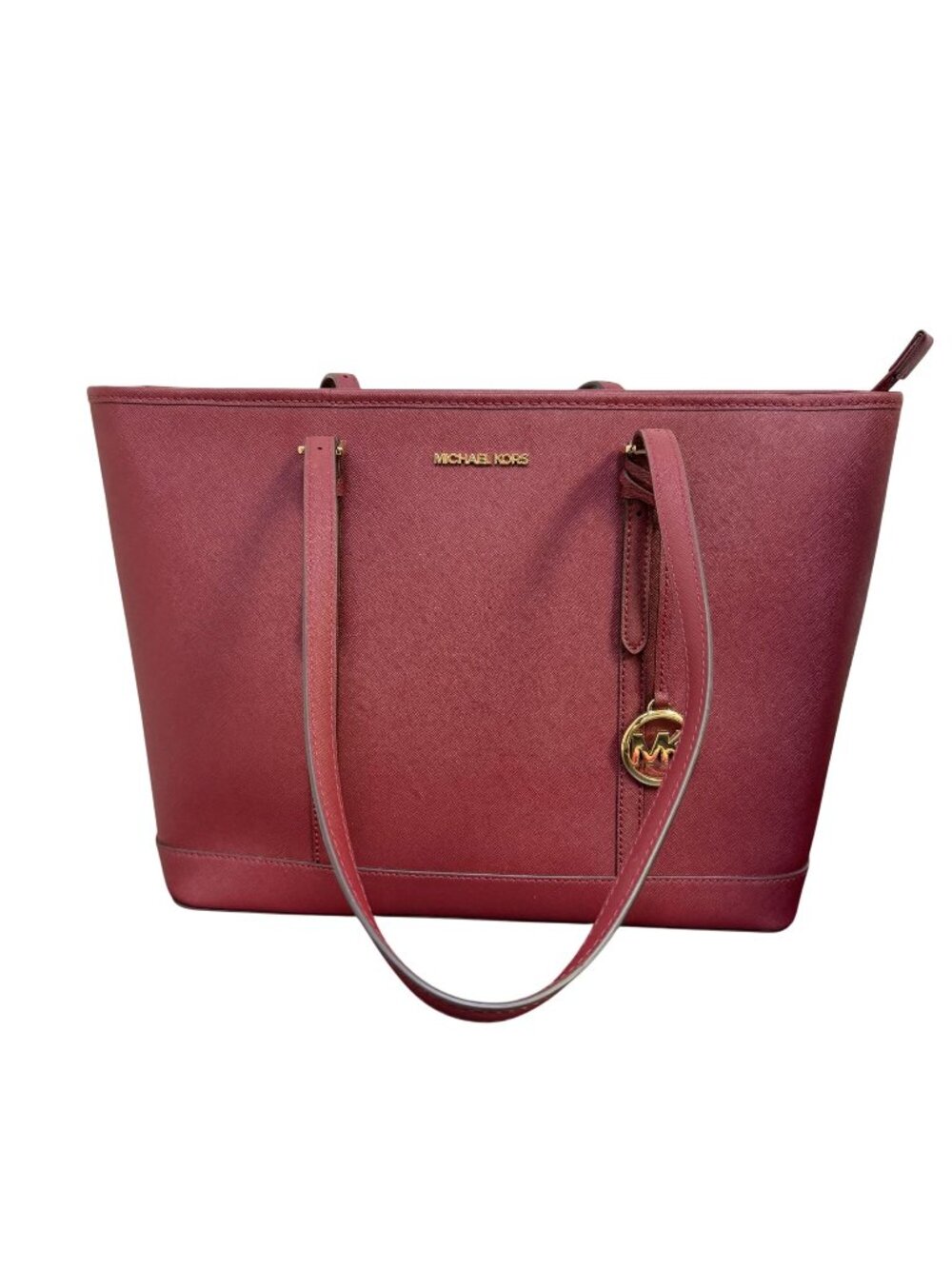 Michael Kors Jet Set Saffiano Leather Tote Dark Cherry Large